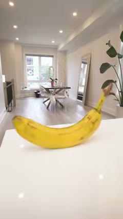Kevin Parry transformed into a banana, one of his viral in-camera illusions